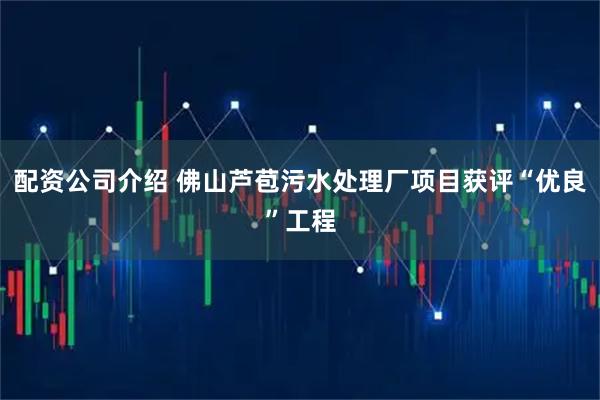 配资公司介绍 佛山芦苞污水处理厂项目获评“优良”工程